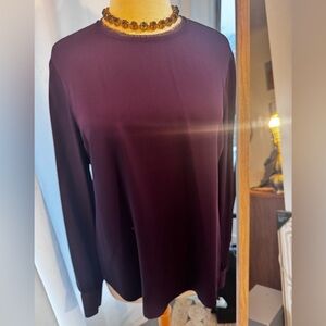 Theory Deep Purple Plum Long Sleeve Blouse 100% silk